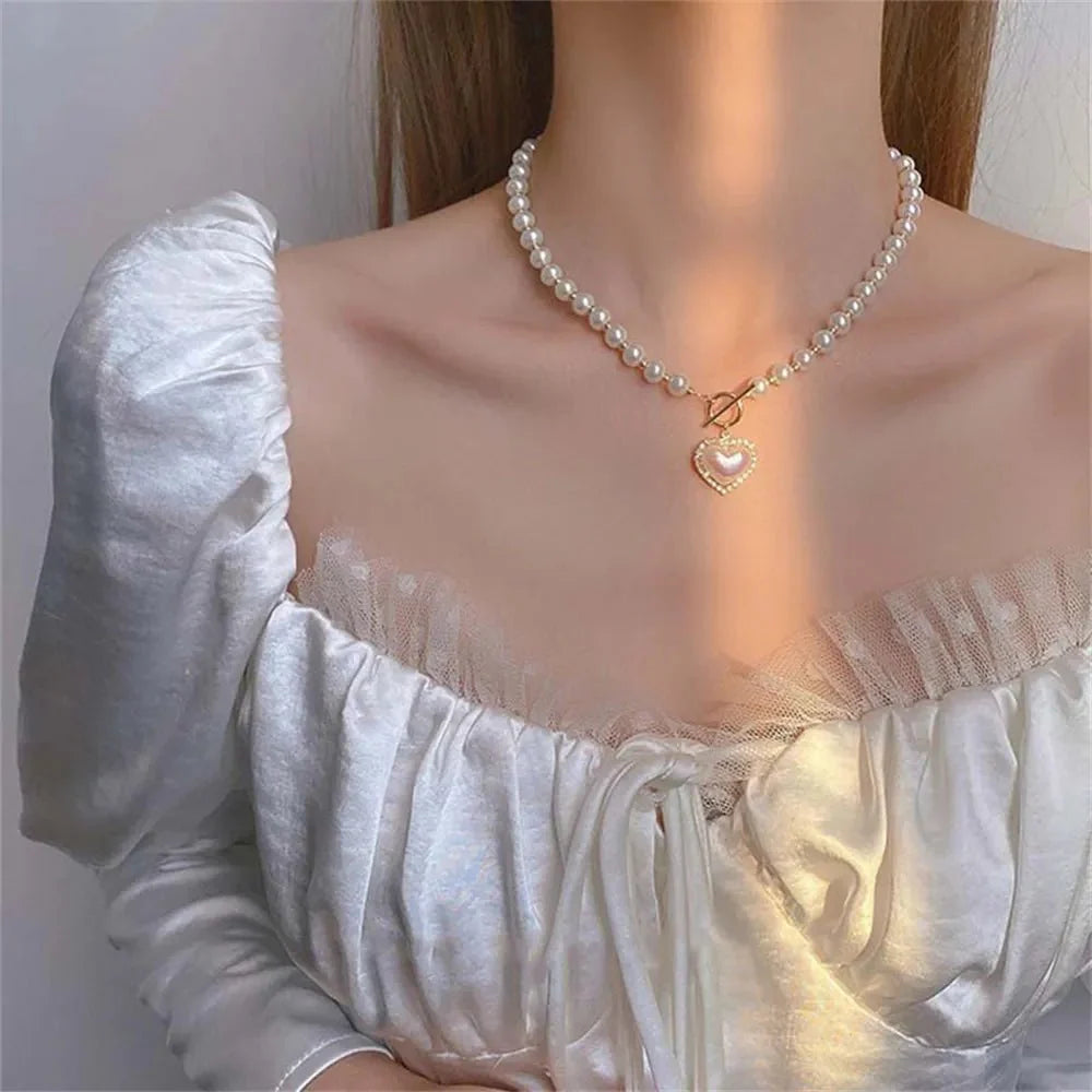 Brehn | Perlenherzverschluss Choker-Halskette
