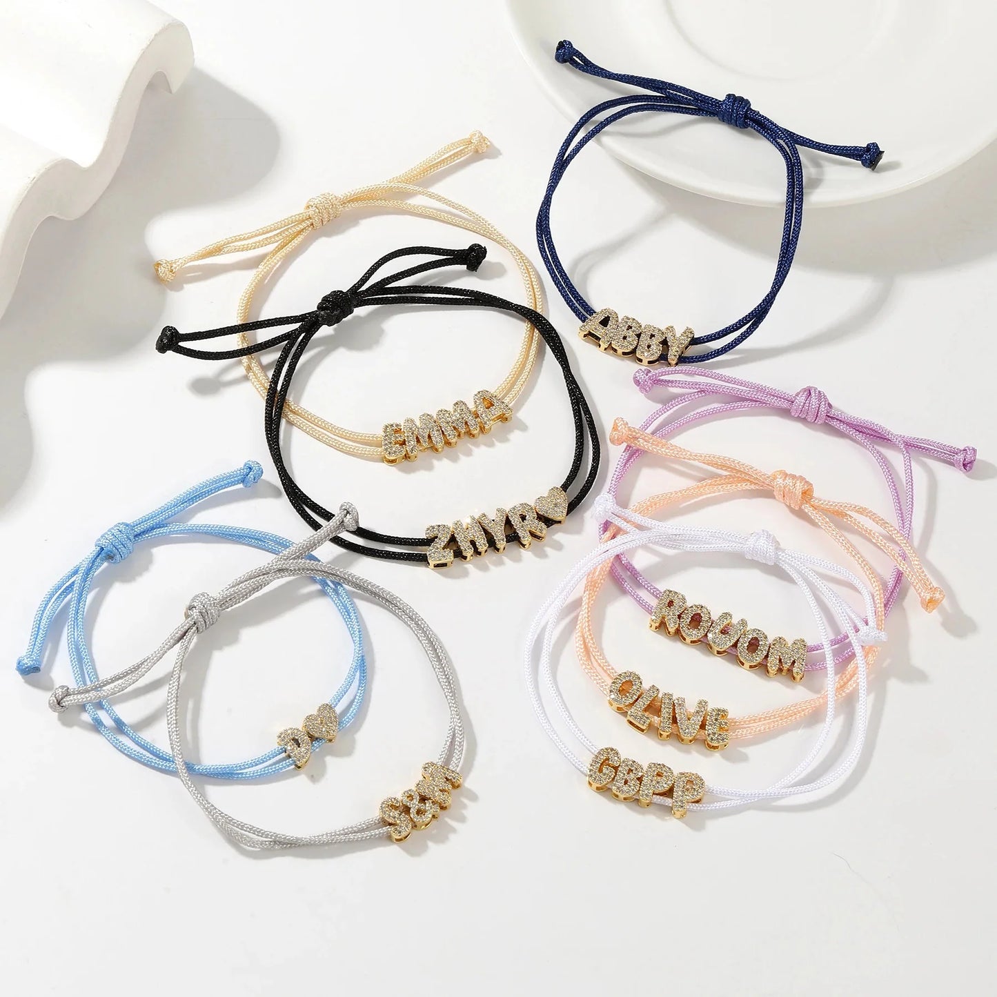 Brehn | Personalisiertes Bubble Diamond Name Schichted Rope Armband
