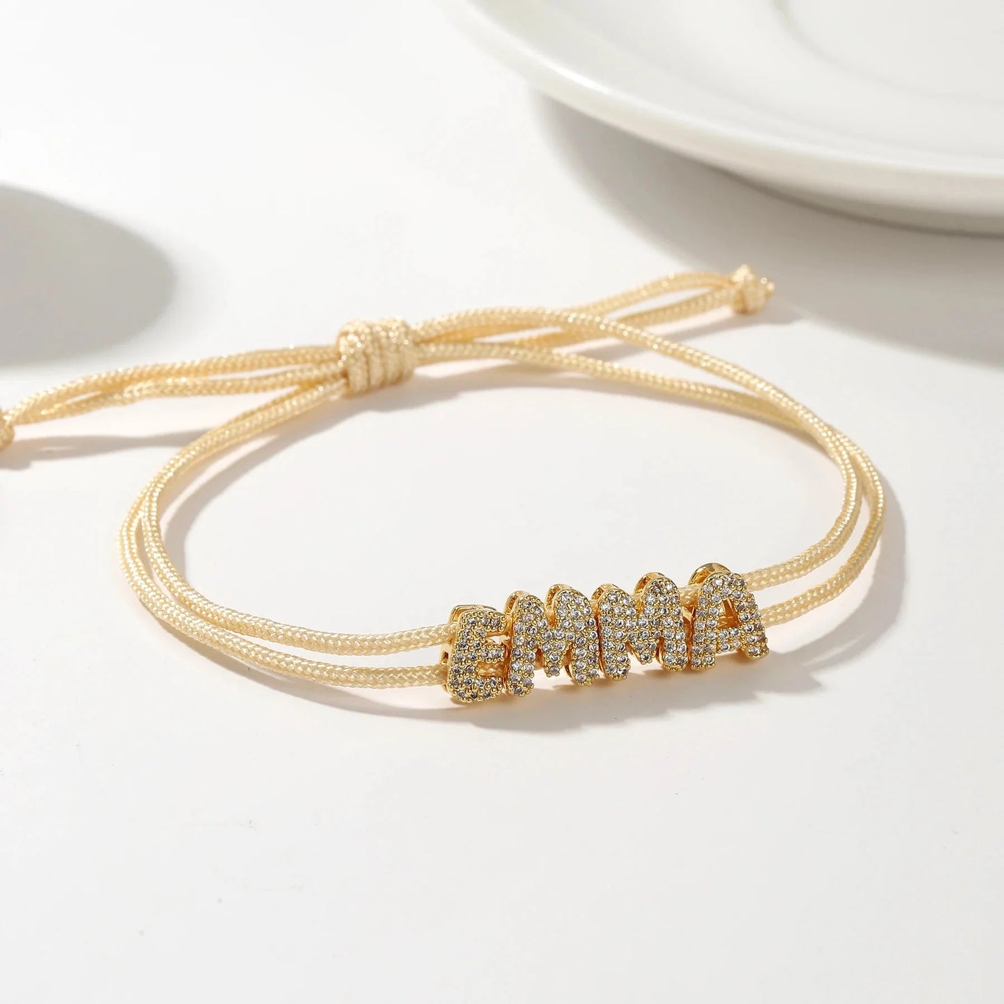 Brehn | Personalisiertes Bubble Diamond Name Schichted Rope Armband