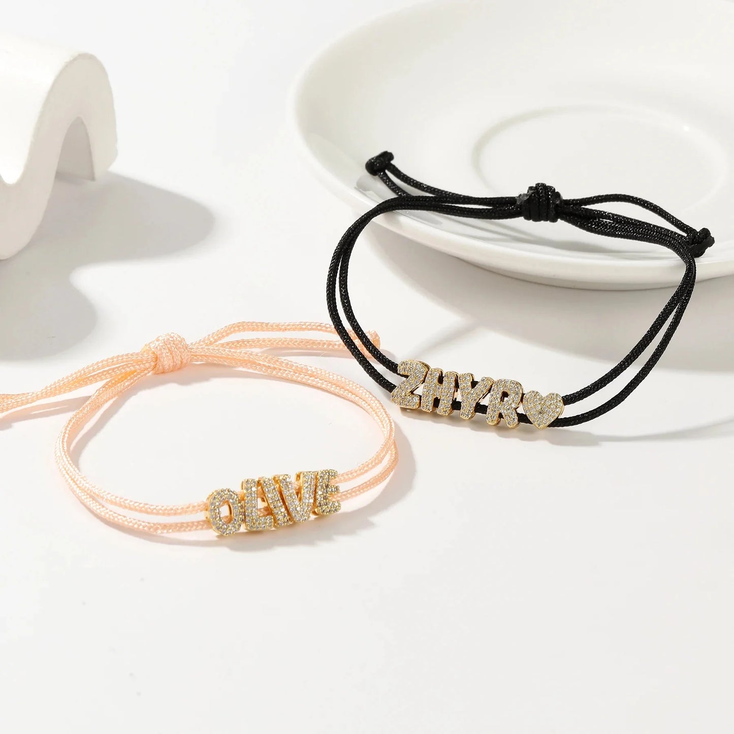 Brehn | Personalisiertes Bubble Diamond Name Schichted Rope Armband