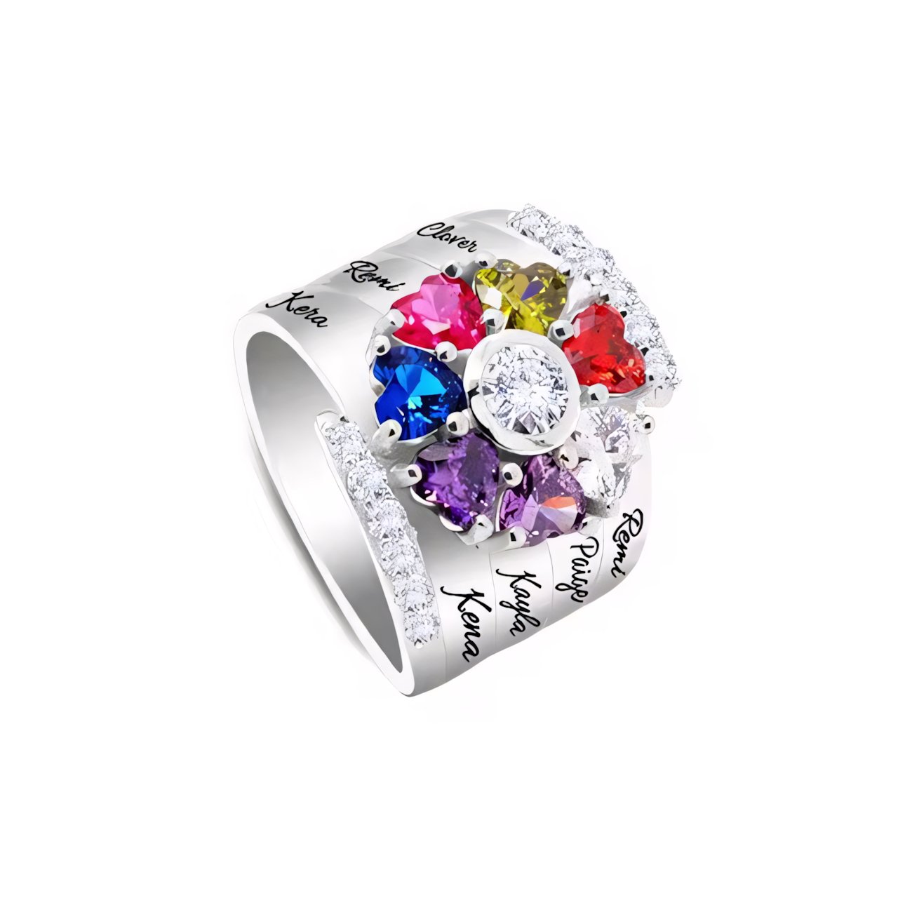 Brehn | Personalisierter Diamant Herz Name & Geburtsstein Ring