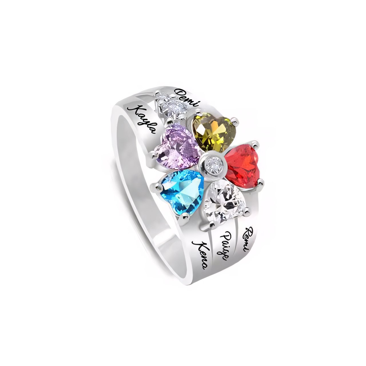Brehn | Personalisierter Diamant Herz Name & Geburtsstein Ring
