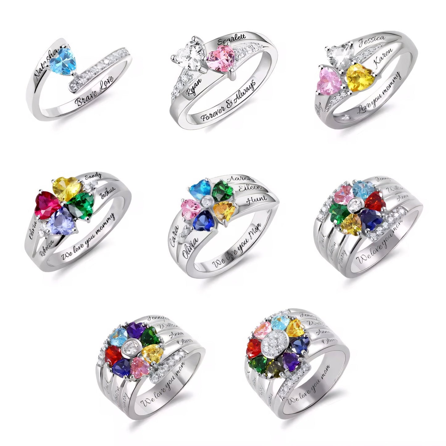 Brehn | Personalisierter Diamant Herz Name & Geburtsstein Ring