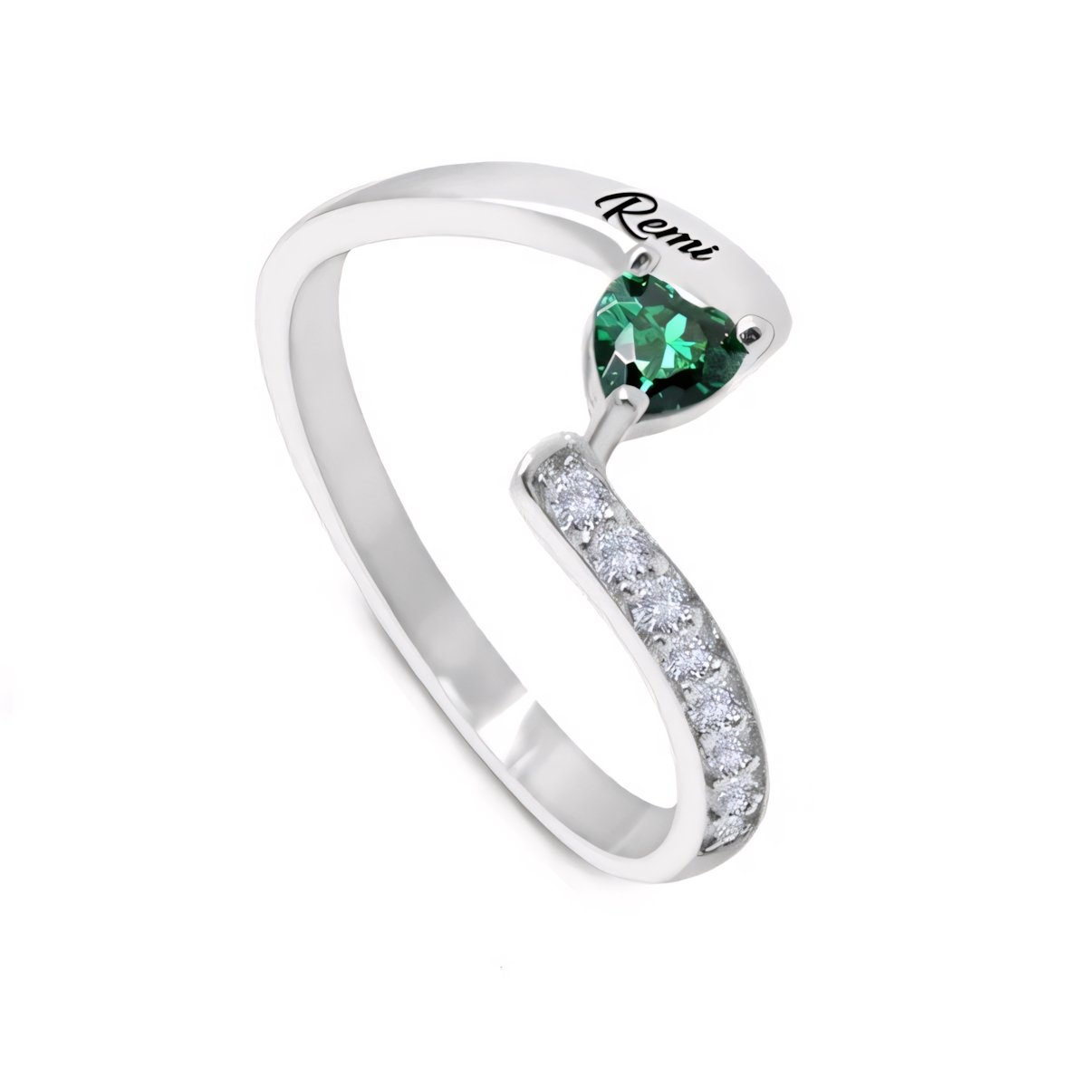 Brehn | Personalisierter Diamant Herz Name & Geburtsstein Ring