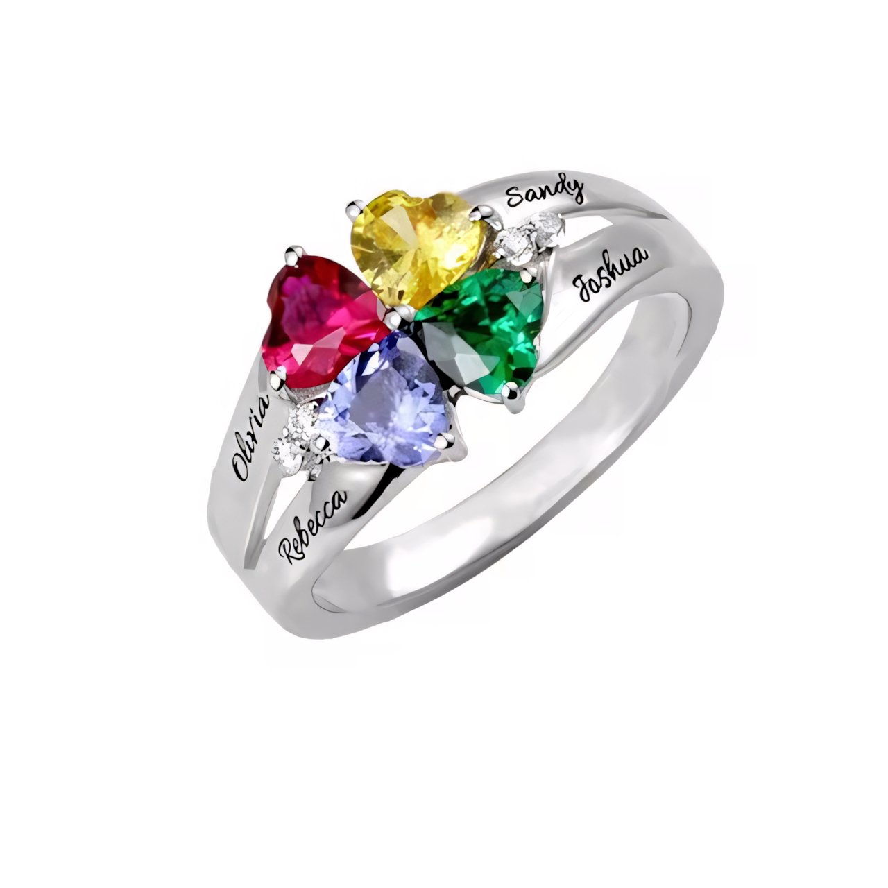 Brehn | Personalisierter Diamant Herz Name & Geburtsstein Ring