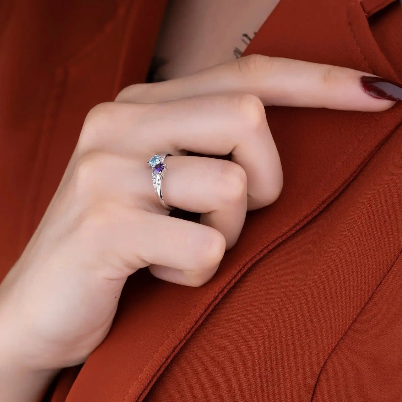 Brehn | Personalisierter Diamant Herz Name & Geburtsstein Ring