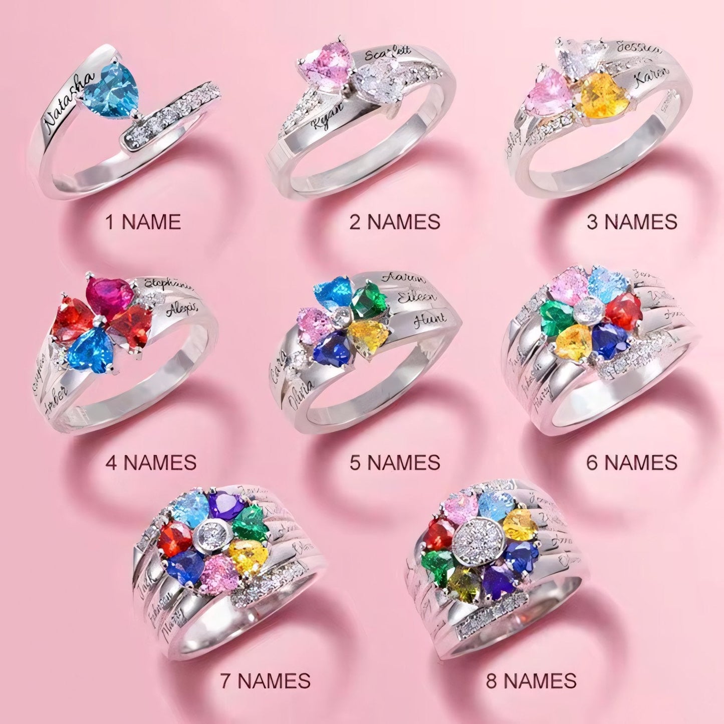 Brehn | Personalisierter Diamant Herz Name & Geburtsstein Ring