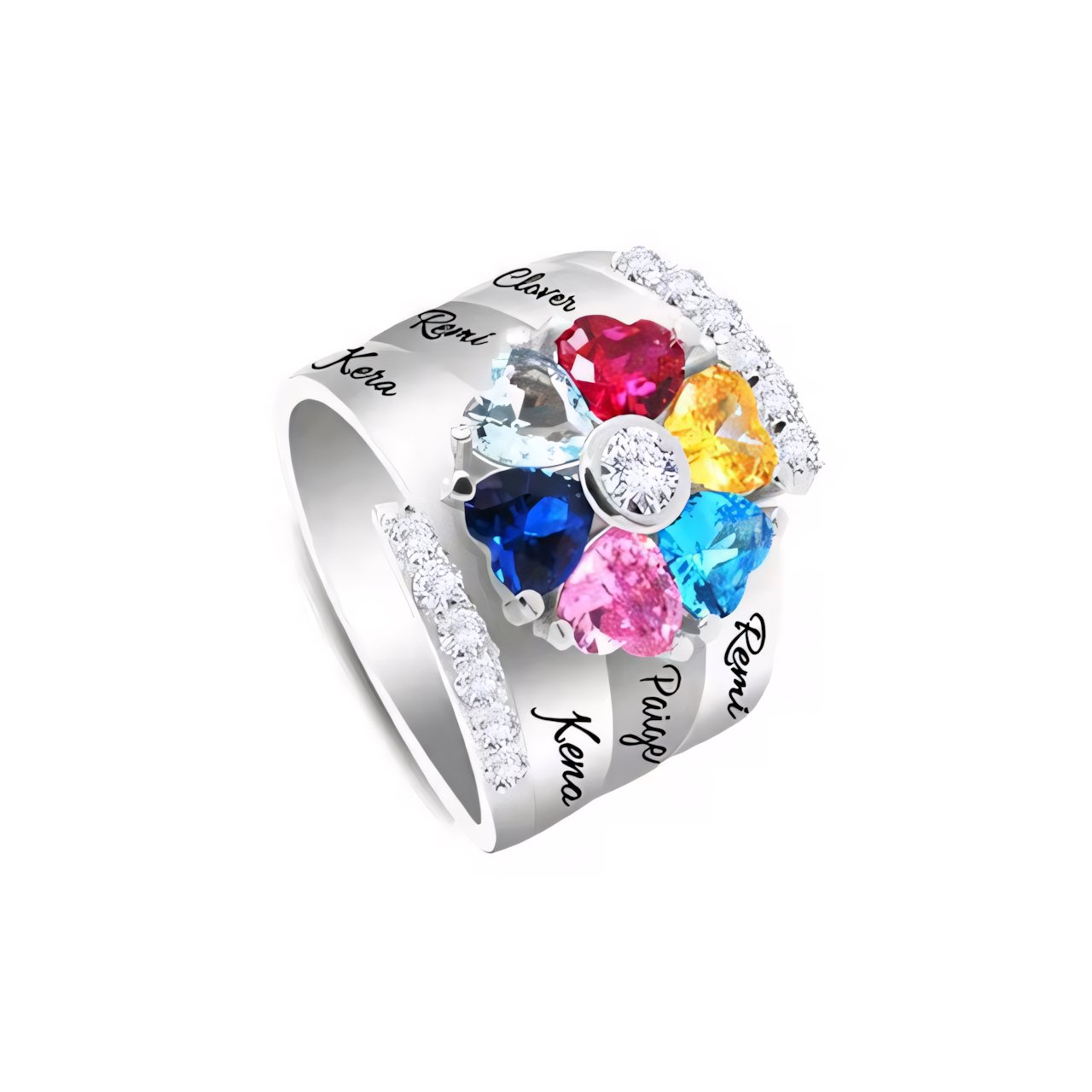 Brehn | Personalisierter Diamant Herz Name & Geburtsstein Ring