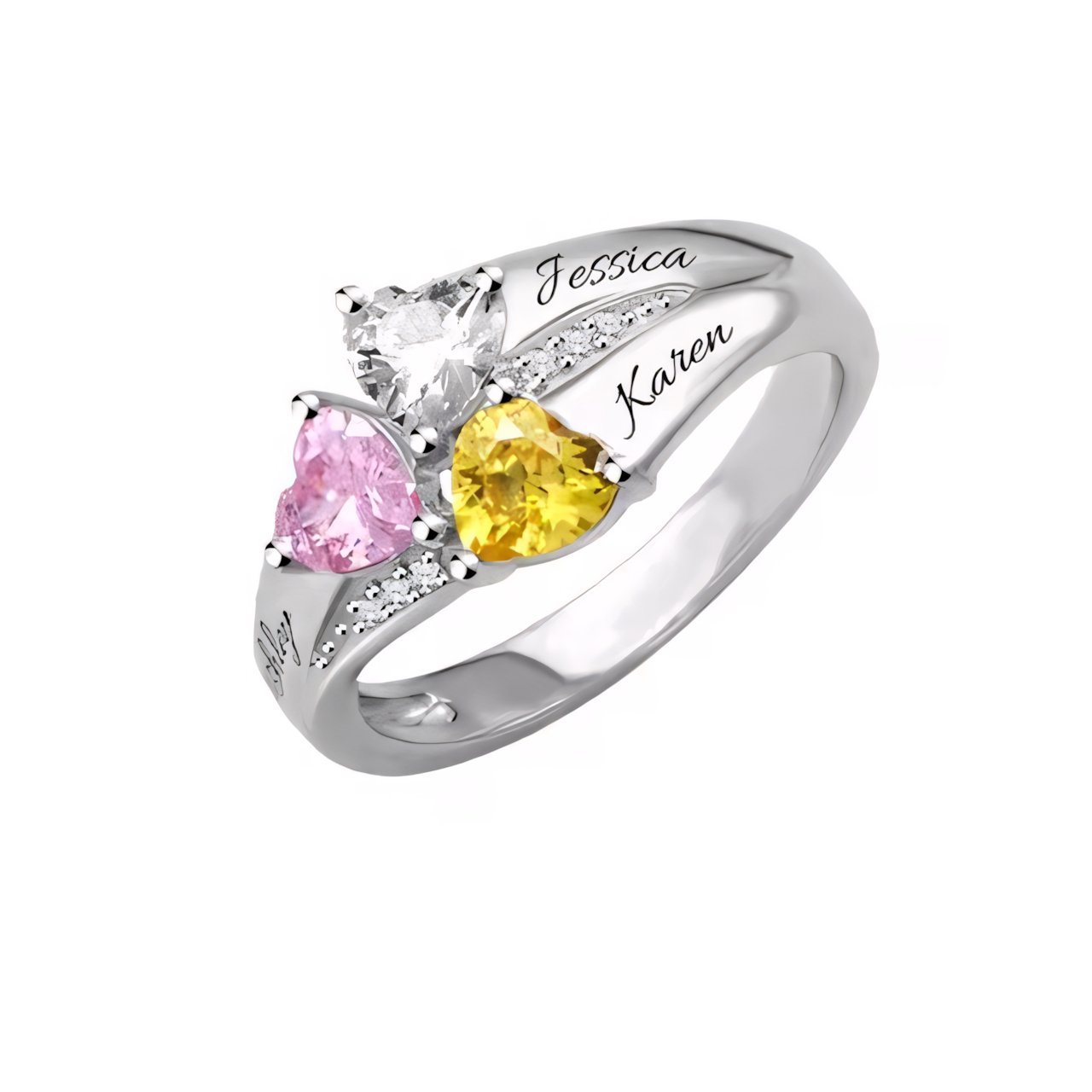 Brehn | Personalisierter Diamant Herz Name & Geburtsstein Ring
