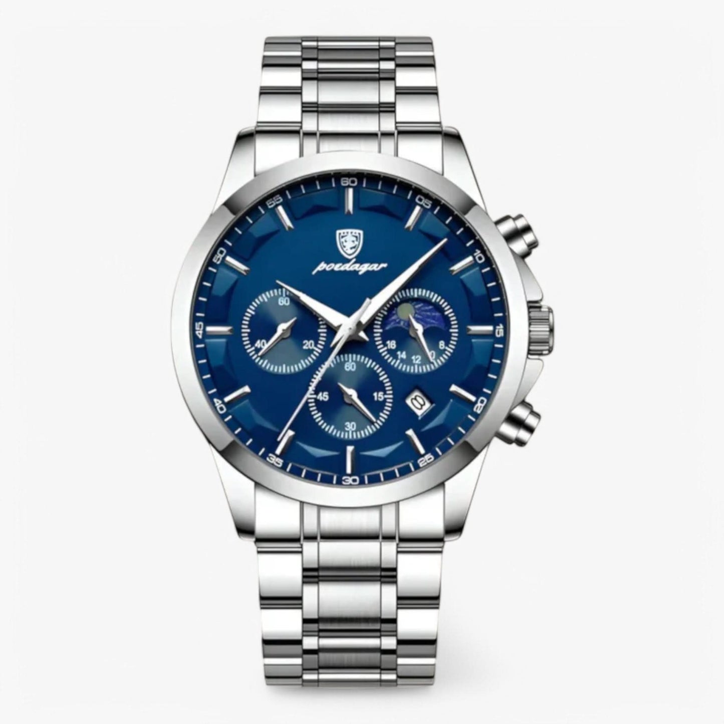 Herren-Chronograph mit Lederarmband und Datumsanzeige