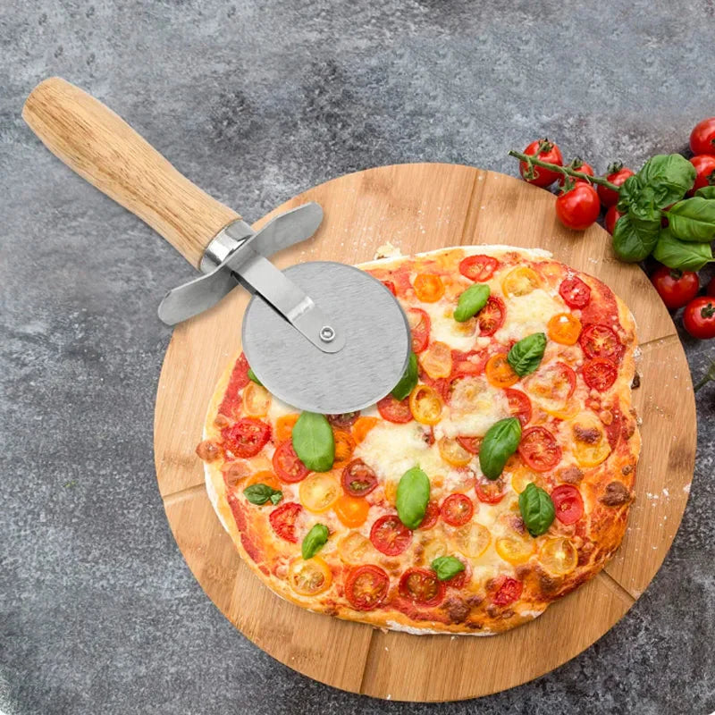Pizzaschneider Holzgriff Teigschneider Schneidscheibe Schneider | Brehn
