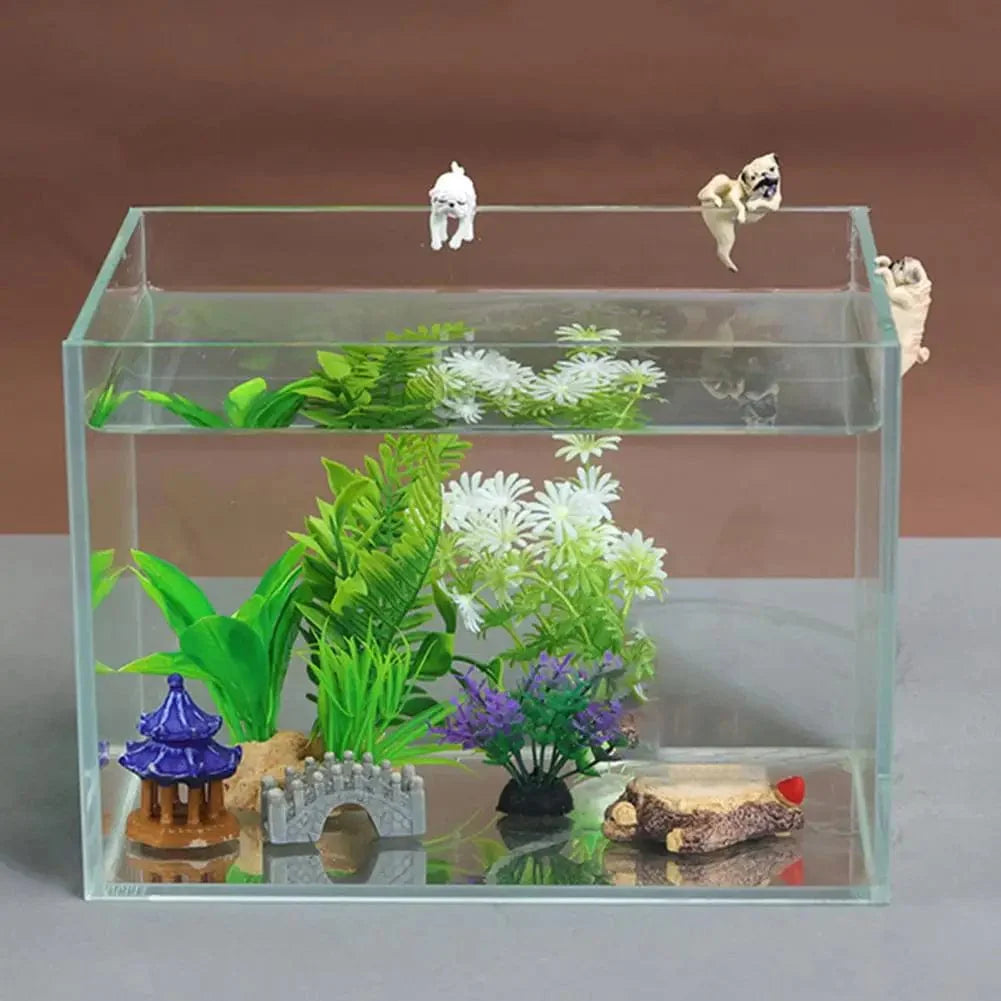 1-3Stk Mini Cartoon Hund Ornament Harz Figurine DIY Bastel Statue für Fischtank Fischschüssel Aquarium Zubehör Wohnkultur | Brehn