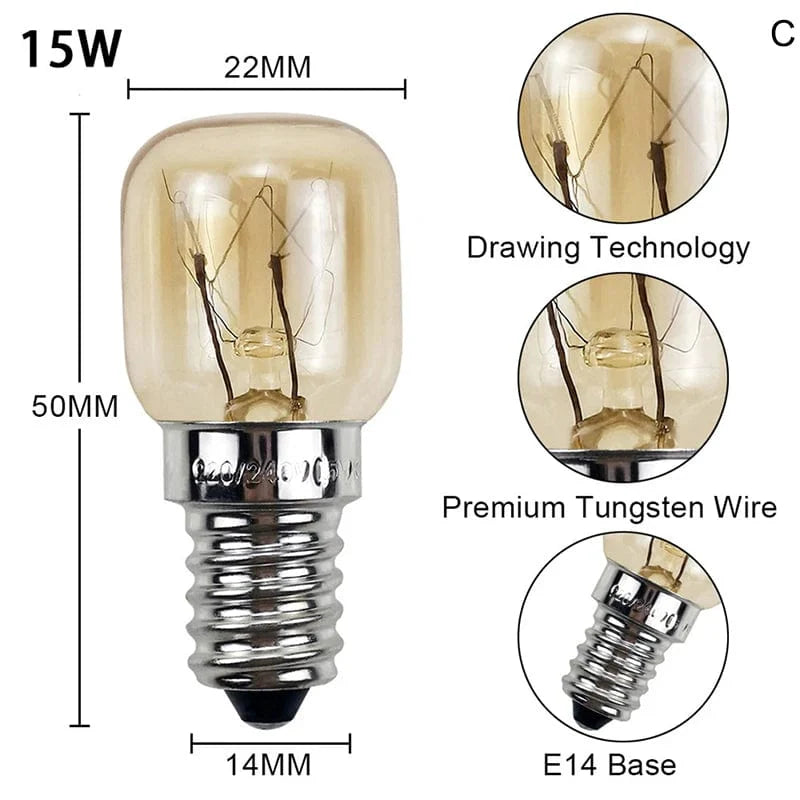 220V Hochtemperaturbirne 15W 25W E14 300 Grad Mikrowellenofen Glühlampe Wolframwendel Dampfgarer Lampe Leuchtmittel Salz Glühlampe | Brehn