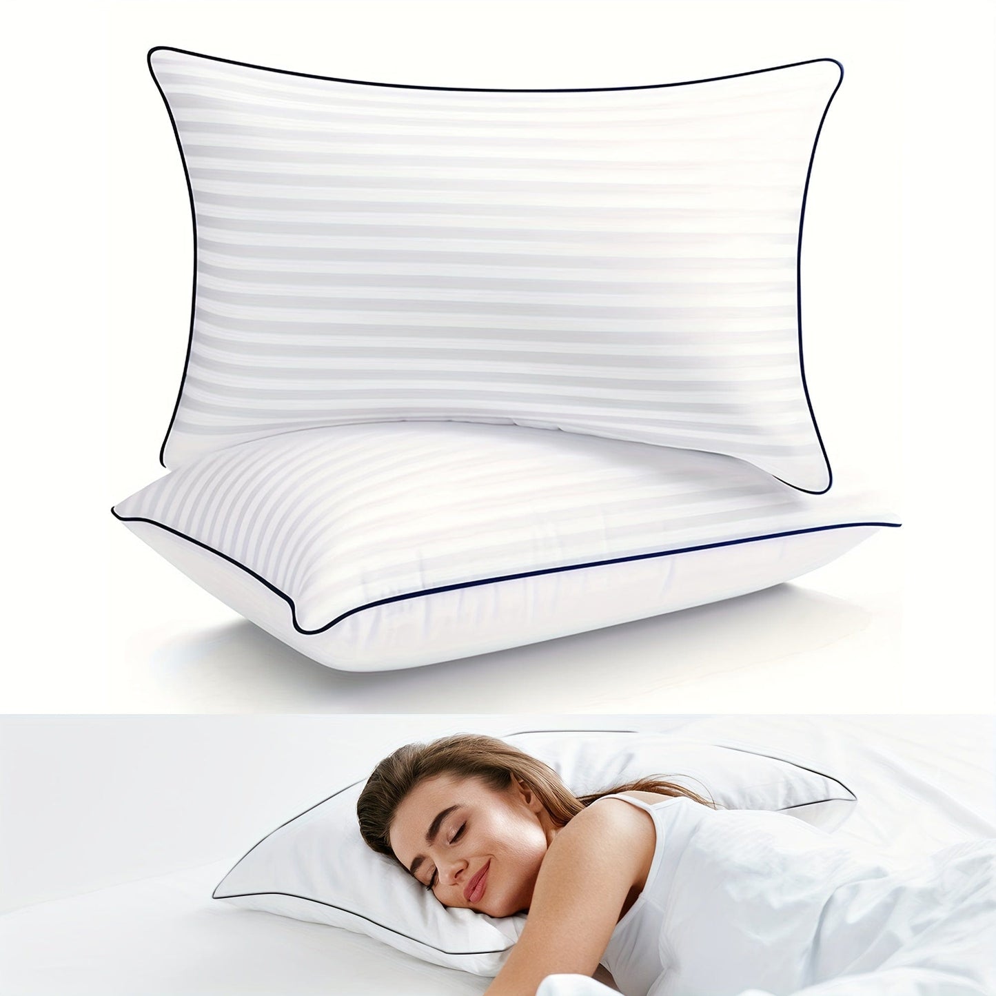 1 Stück Luxus-Hotel-Qualität Kopfkissen - Kühlend & Unterstützend - Perfekt Für Schlafzimmer Gästeräume - Weiche Daunenalternative Füllung Für Rücken-, Bauch- & Seitenschläfer | Brehn