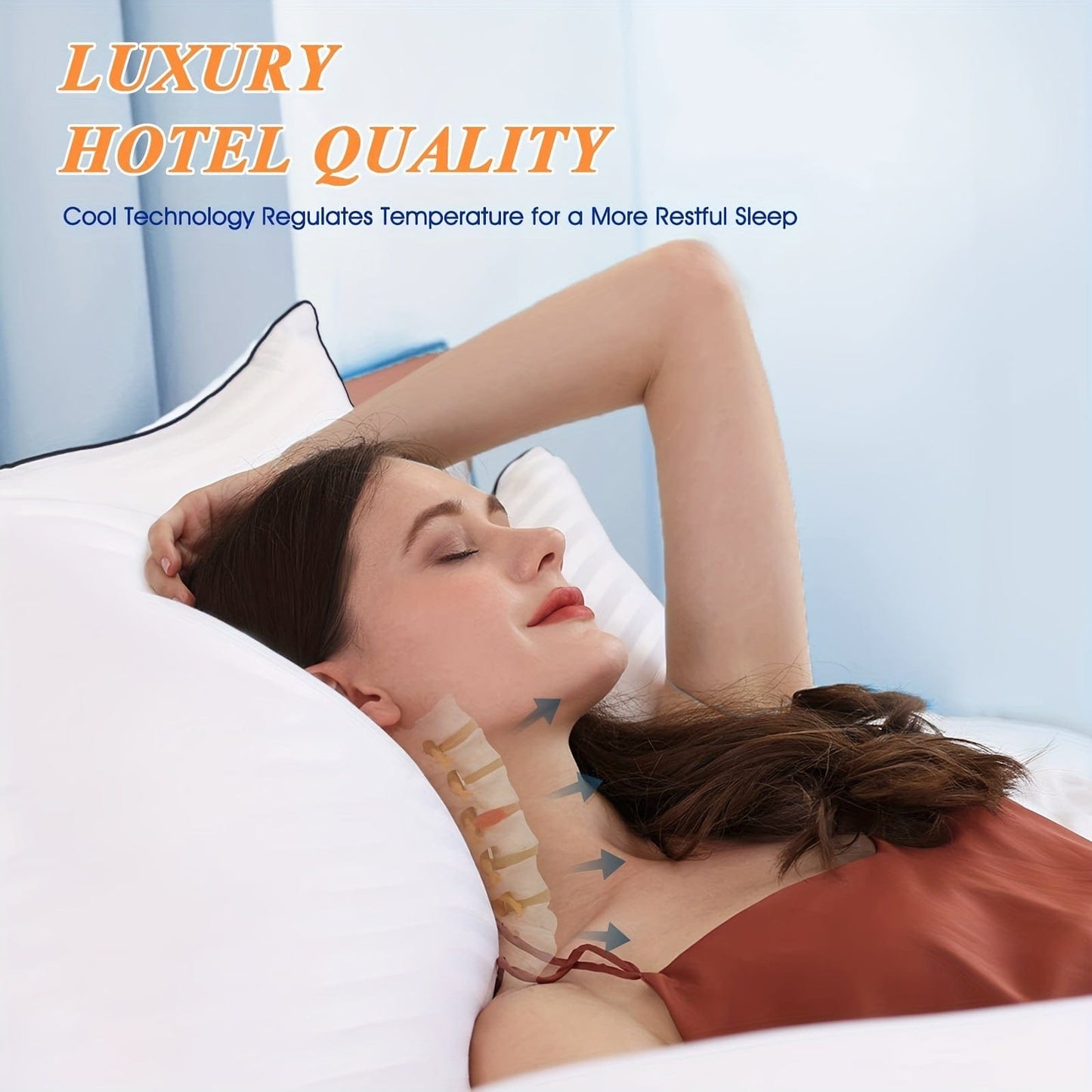 1 Stück Luxus-Hotel-Qualität Kopfkissen - Kühlend & Unterstützend - Perfekt Für Schlafzimmer Gästeräume - Weiche Daunenalternative Füllung Für Rücken-, Bauch- & Seitenschläfer | Brehn