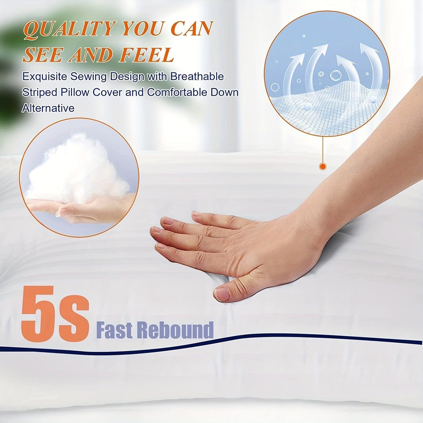 1 Stück Luxus-Hotel-Qualität Kopfkissen - Kühlend & Unterstützend - Perfekt Für Schlafzimmer Gästeräume - Weiche Daunenalternative Füllung Für Rücken-, Bauch- & Seitenschläfer | Brehn