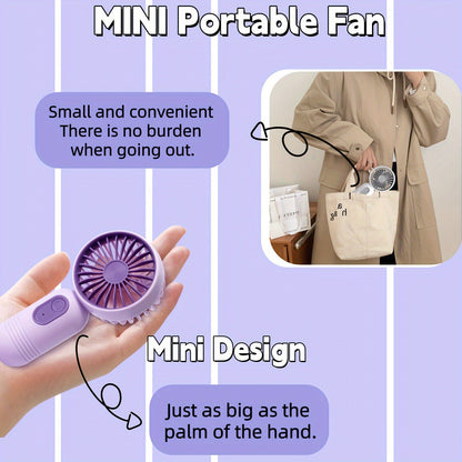 1PC Mini tragbarer Ventilator, USB wiederaufladbar, mit 3 Geschwindigkeiten - Handventilator für Männer und Frauen - Perfekt für Büro, Outdoor, Reisen und Camping | Brehn