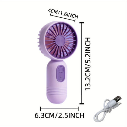 1PC Mini tragbarer Ventilator, USB wiederaufladbar, mit 3 Geschwindigkeiten - Handventilator für Männer und Frauen - Perfekt für Büro, Outdoor, Reisen und Camping | Brehn