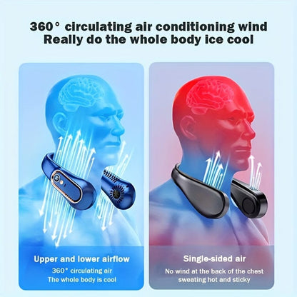1pc Vaneless Hängender Nackenventilator, Tragbarer USB-Kühlerventilator Mit 5 Geschwindigkeiten Und Digitalem Display - Super starke Technologie Und blattloses Design Für Die Nutzung Im Freien | Brehn