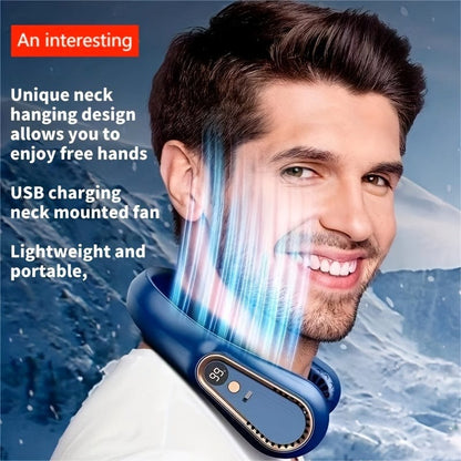 1pc Vaneless Hängender Nackenventilator, Tragbarer USB-Kühlerventilator Mit 5 Geschwindigkeiten Und Digitalem Display - Super starke Technologie Und blattloses Design Für Die Nutzung Im Freien | Brehn