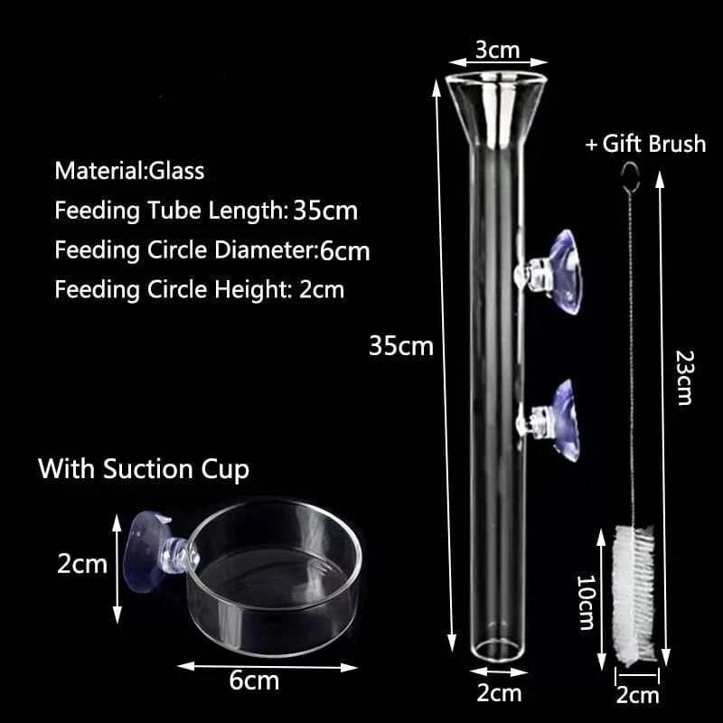 Verdickte Glas-Aquarium-Futterrohr-Schale Transparente Fischtank Garnelen Schnecken Futter Schüssel Aquarium Fischfütterungszubehör | Brehn