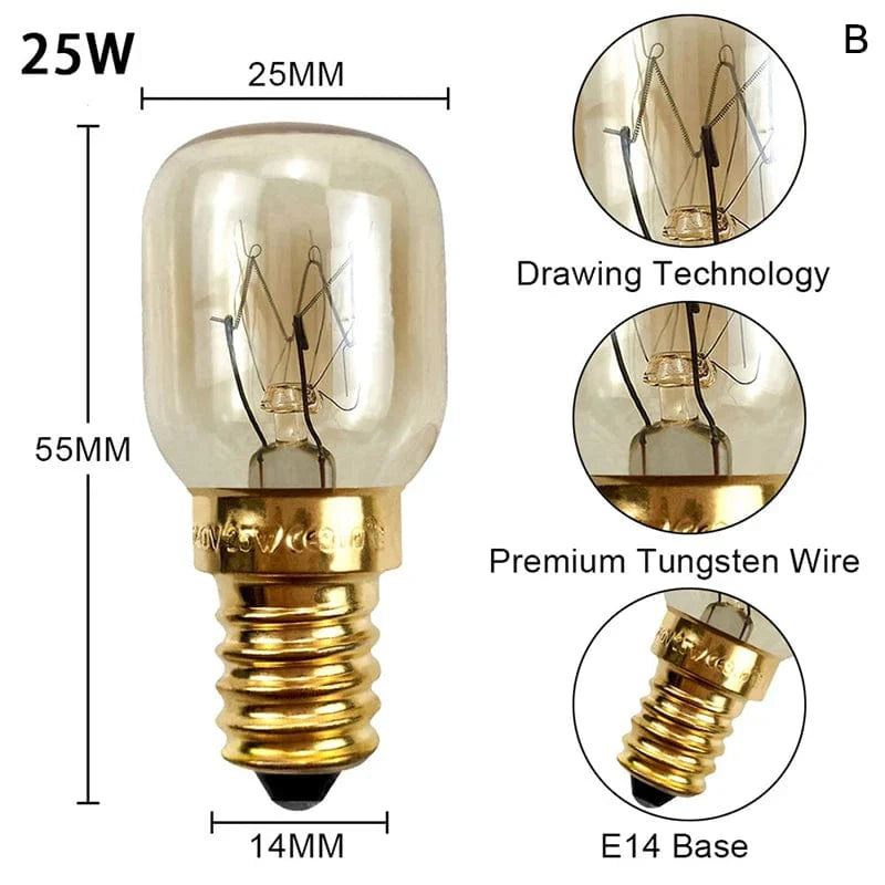 220V Hochtemperaturbirne 15W 25W E14 300 Grad Mikrowellenofen Glühlampe Wolframwendel Dampfgarer Lampe Leuchtmittel Salz Glühlampe | Brehn
