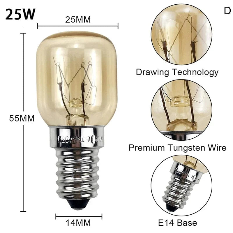 220V Hochtemperaturbirne 15W 25W E14 300 Grad Mikrowellenofen Glühlampe Wolframwendel Dampfgarer Lampe Leuchtmittel Salz Glühlampe | Brehn