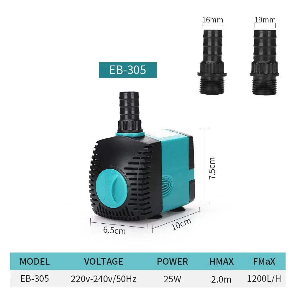 Ultra-Leise 3-60W Unterwasser-Wasserfontänenpumpe Filter Fischteich Aquarium Wasserpumpe Tank Fontaine EU US 220V-240V | Brehn