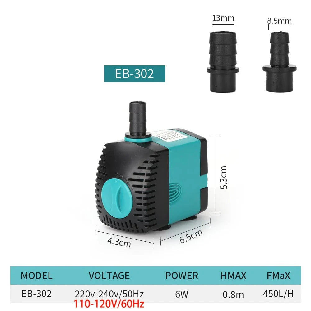 3-60W Ultra-Leise Tauchwasserpumpe Brunnen Fischteich Aquarium Wasserpumpe Filter Fischbecken Brunnenpumpe 220V-240V/110V | Brehn