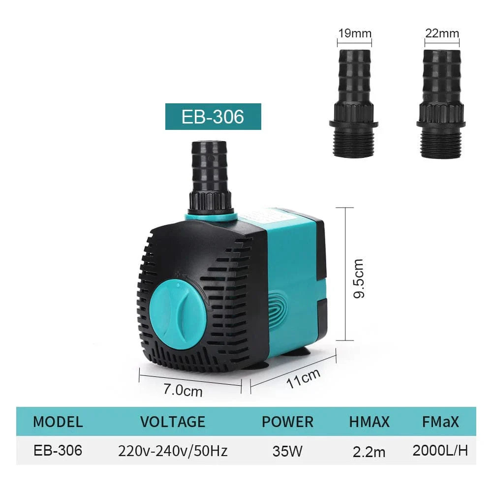 3-60W Ultra-Leise Tauchwasserpumpe Brunnen Fischteich Aquarium Wasserpumpe Filter Fischbecken Brunnenpumpe 220V-240V/110V | Brehn