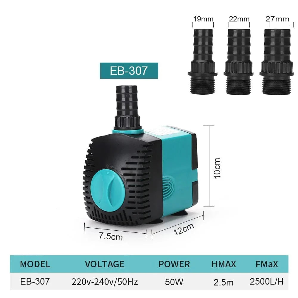 3-60W Ultra-Leise Tauchwasserpumpe Brunnen Fischteich Aquarium Wasserpumpe Filter Fischbecken Brunnenpumpe 220V-240V/110V | Brehn