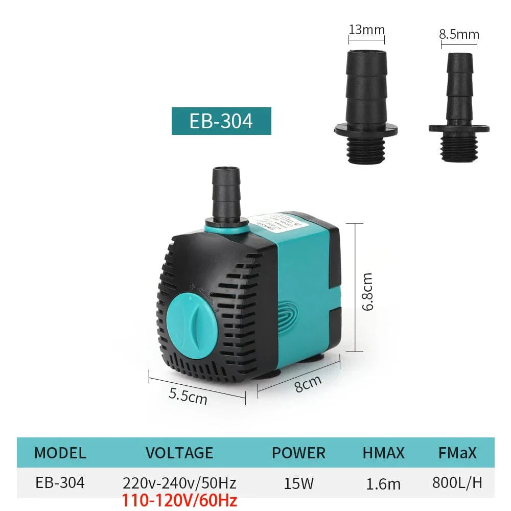 3-60W Ultra-Leise Tauchwasserpumpe Brunnen Fischteich Aquarium Wasserpumpe Filter Fischbecken Brunnenpumpe 220V-240V/110V | Brehn