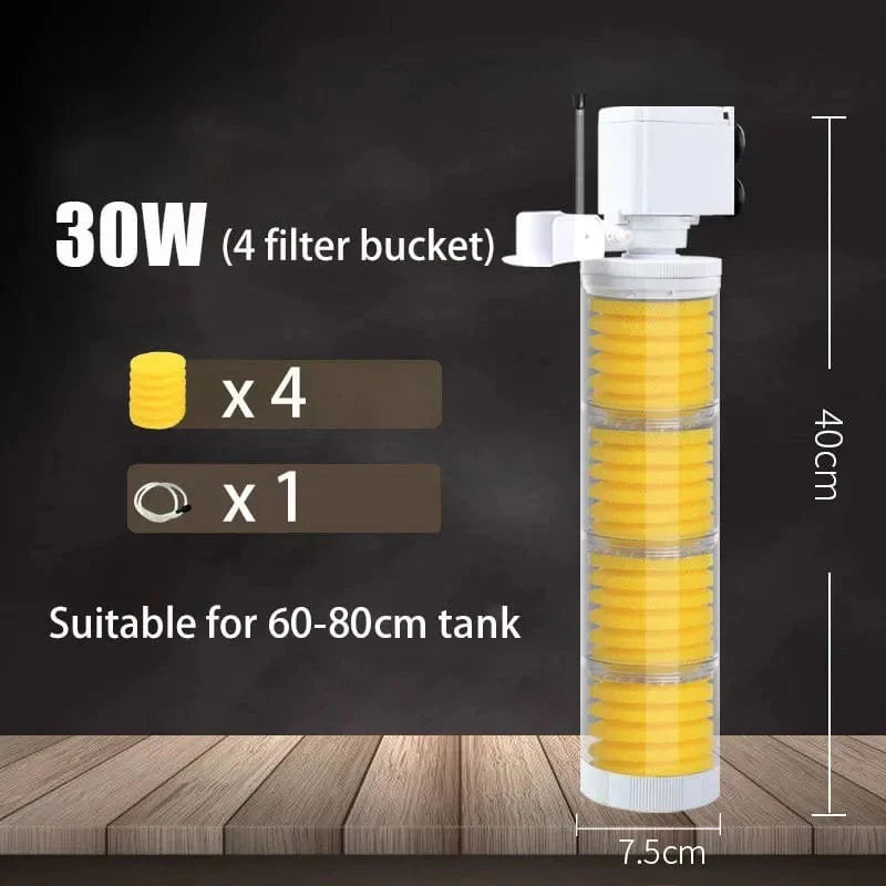 220V 5-IN-1 Silent Filter für Aquarium Schildkröte Fischtank Unterwasserpumpe Schwammfilter Skimmer Wellen Zubehör | Brehn