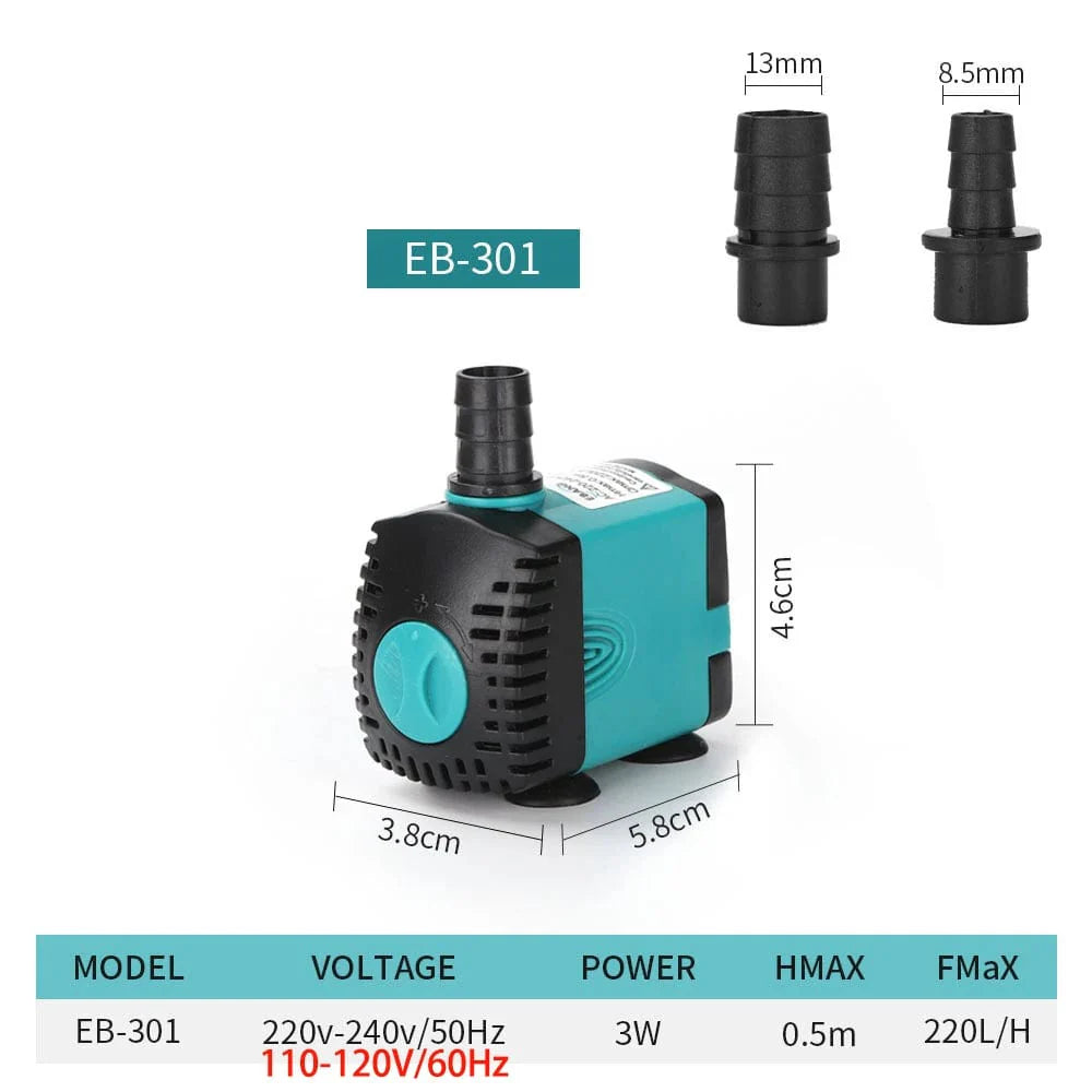 3-60W Ultra-Leise Tauchwasserpumpe Brunnen Fischteich Aquarium Wasserpumpe Filter Fischbecken Brunnenpumpe 220V-240V/110V | Brehn