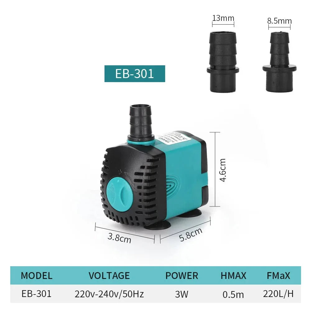 Ultra-Leise 3-60W Unterwasser-Wasserfontänenpumpe Filter Fischteich Aquarium Wasserpumpe Tank Fontaine EU US 220V-240V | Brehn