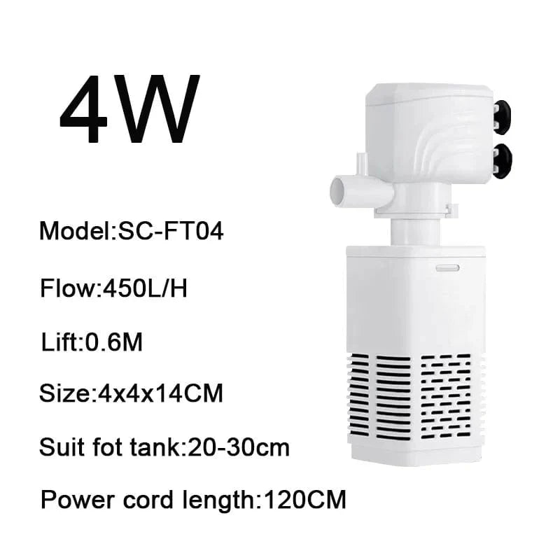 4 in 1 Aquarium Filterpumpe Stille Fischtank Untertauch Luft Sauerstoff Belüfter Aquarium Luftpumpe Wasserwechselpumpe Wellenmacher 220v | Brehn