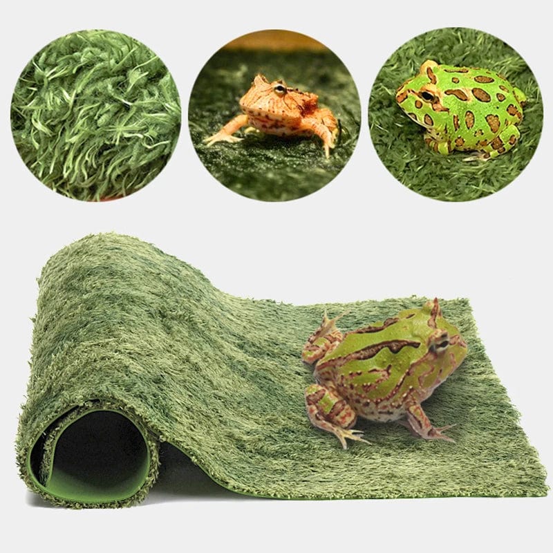 Verdickte doppelschichtige Reptilien Haustier Moos Teppich Polstermaterial Frosch Schildkröte Schlange Eidechse Matten befeuchtender Kunstrasen | Brehn