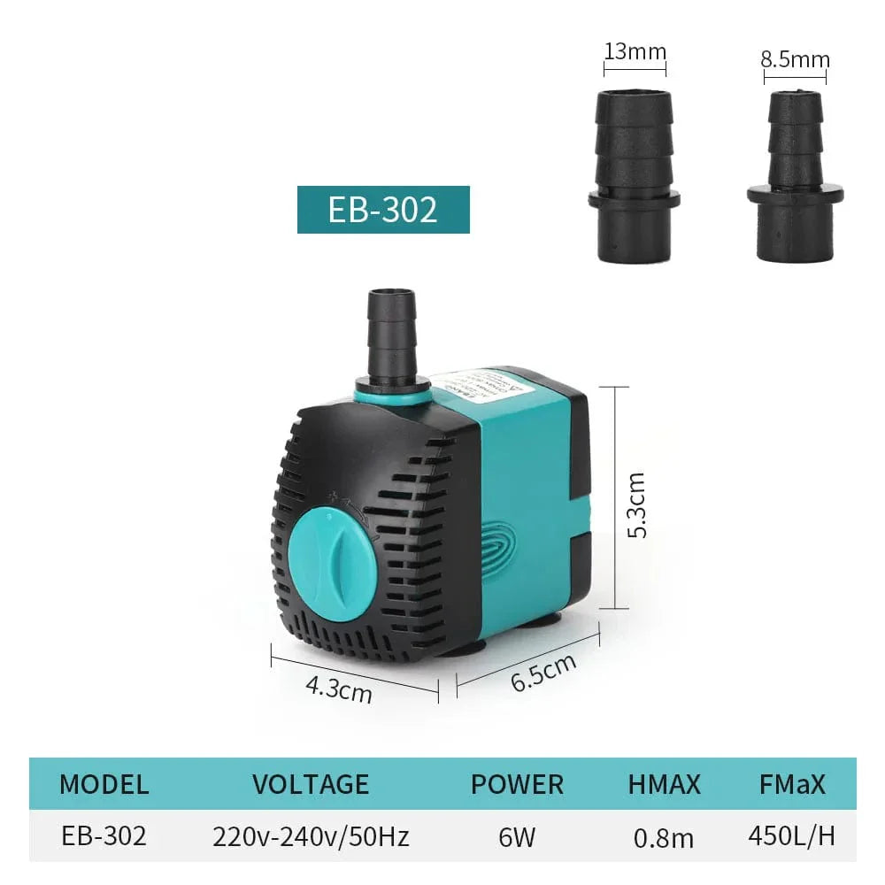 Ultra-Leise 3-60W Unterwasser-Wasserfontänenpumpe Filter Fischteich Aquarium Wasserpumpe Tank Fontaine EU US 220V-240V | Brehn