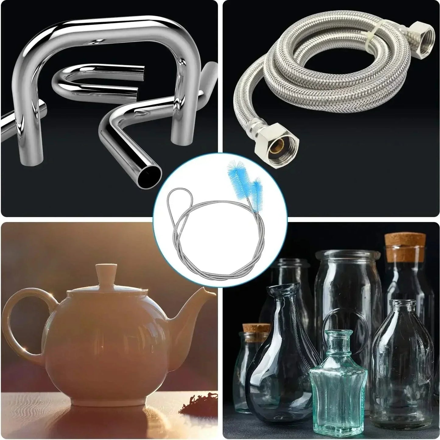 90/155/200CM Aquarien Reinigungsbürste für Schlauch Luftschlauch Edelstahl Flexible Doppelseitige Rohrbürste Fischtank Zubehör | Brehn