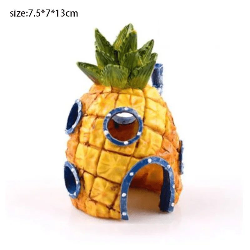 Cartoon Fisch Tank Dekor Figuren Ornamente Simulation Harz Ananas Haus Fisch Tank Dekoration Landschaft Aquarien Zubehör | Brehn