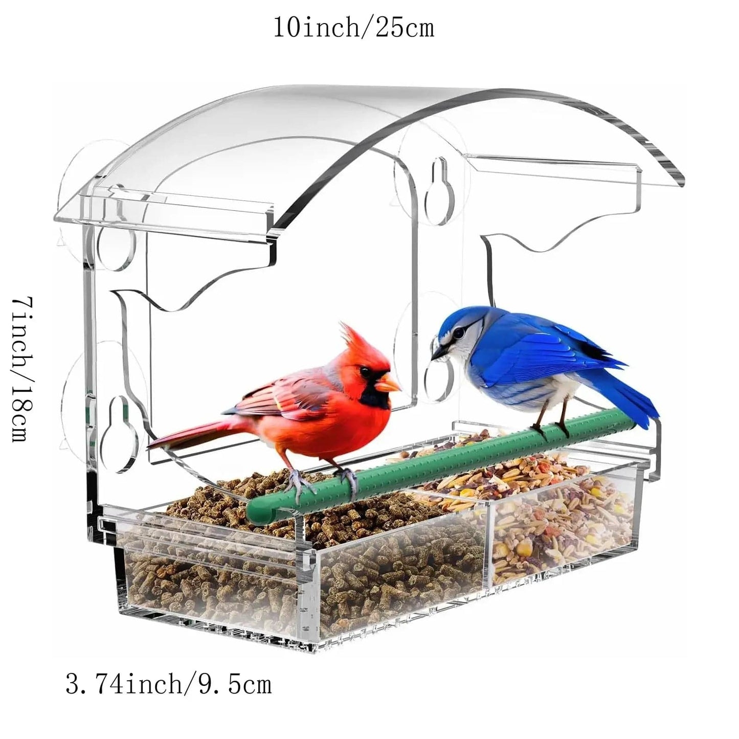 Acrylklarer Glasfenster Vögel hängender Futterspender Vogelhaus Nahrung Fütterung Haus Tisch Saat Erdnuss Saugnapf | Brehn