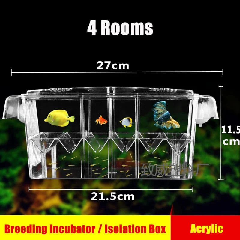 Aquarium Zucht Inkubator Isolationsbox Doppelter Layer 4 Räume Transparentes Acryl Selbstschwimmende Fischbrutkasten Fischtank | Brehn
