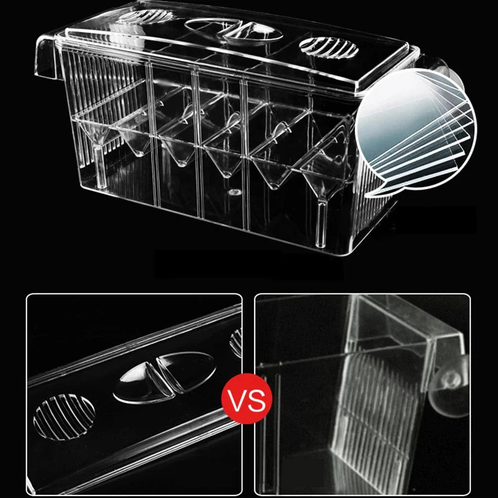 Aquarium Zucht Inkubator Isolationsbox Doppelter Layer 4 Räume Transparentes Acryl Selbstschwimmende Fischbrutkasten Fischtank | Brehn
