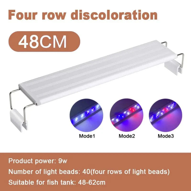 Aquarium LED-Licht Super Slim Fisch Tank Licht Pflanzenwachstumsbeleuchtung 28-58 cm Aufhellend Erweiterbar Clip 220V Für Fisch Tank | Brehn