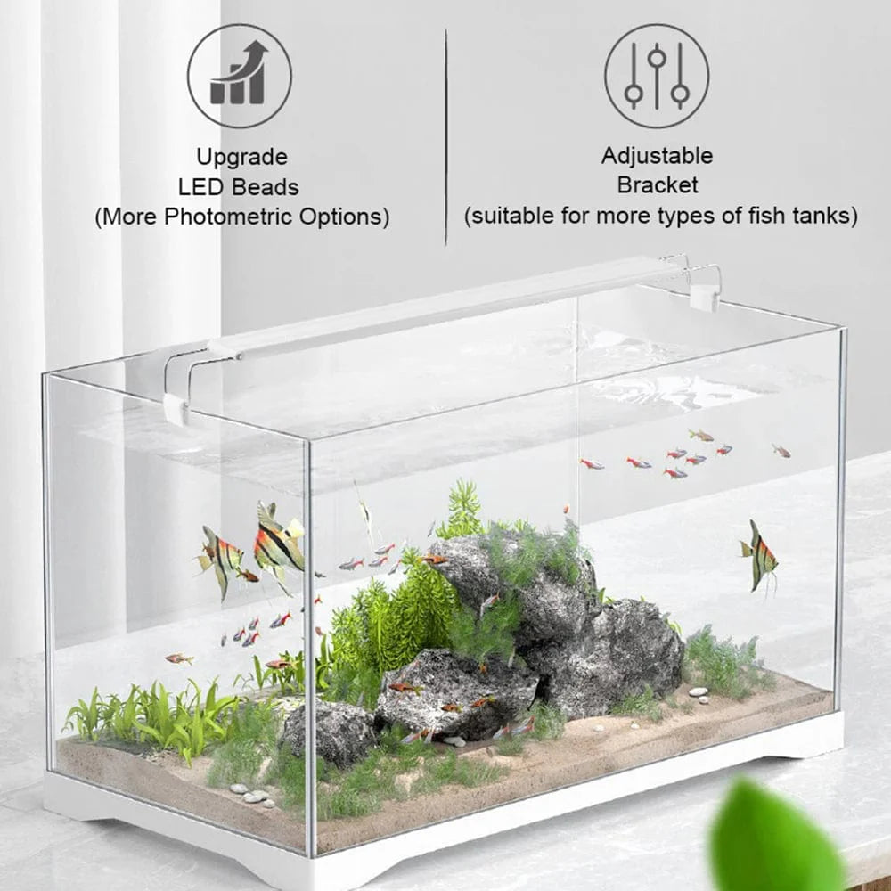 Aquarium LED-Licht Super Slim Fisch Tank Licht Pflanzenwachstumsbeleuchtung 28-58 cm Aufhellend Erweiterbar Clip 220V Für Fisch Tank | Brehn