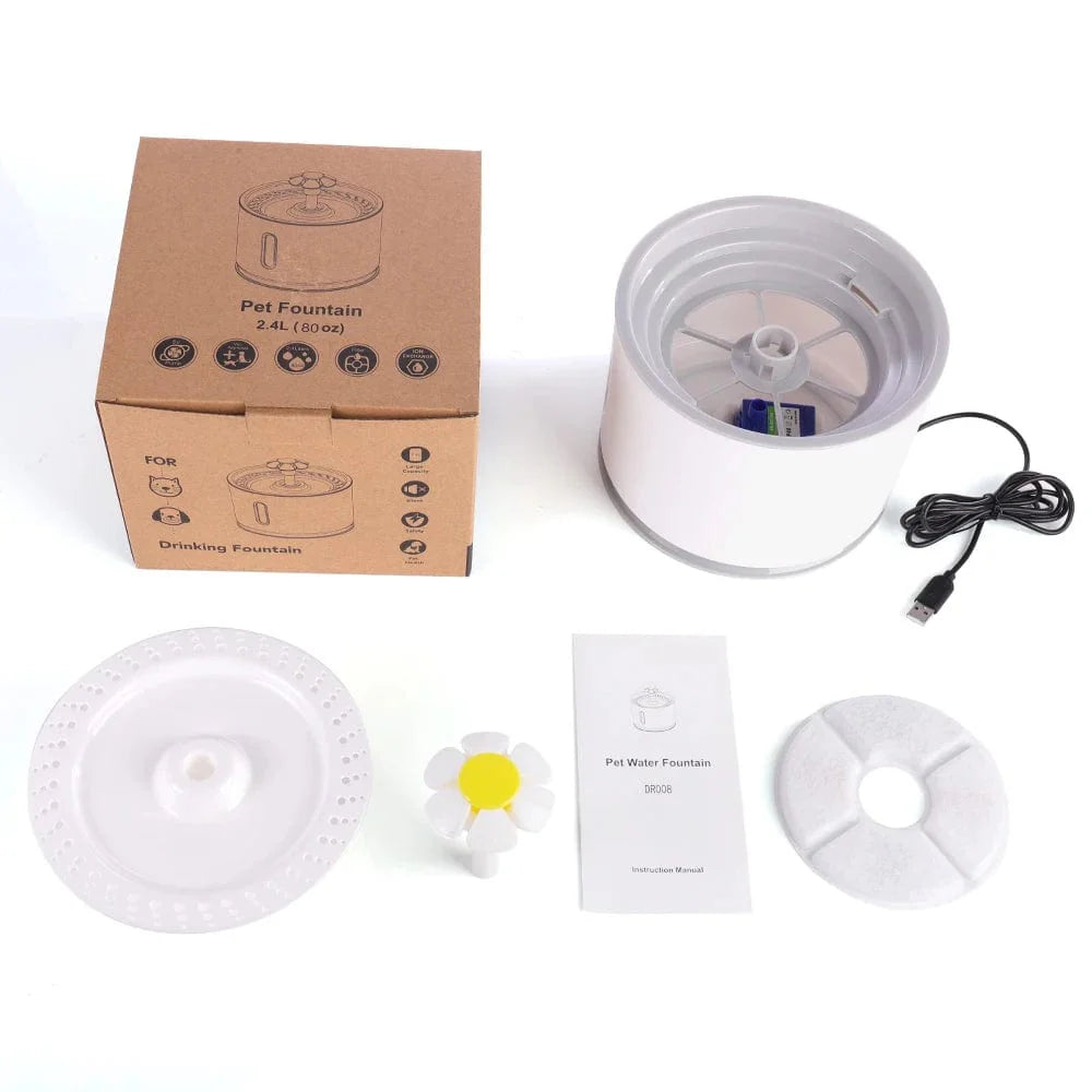 Automatische Haustier-Katzen-Wasserspender mit LED-Beleuchtung 5 Stück Filter 2,4L USB Hunde Katzen Leiser Trinker Futterspender Schüssel Trinkspender | Brehn