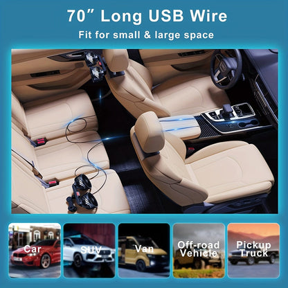 1 Stück Auto Lüfter, Auto Kleiner Klimaanlage, Doppelköpfiger Hecklüfter, Starker Wind, 360 Grad Drehung, Großes Luftvolumen, Subwoofer Betrieb, Basis Fixierclip Montagemethode, Geeignet Für Auto Zuhause | Brehn