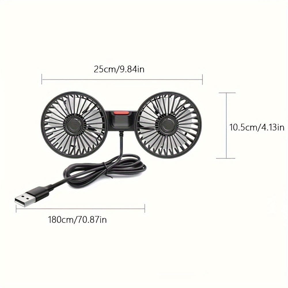 1 Stück Auto Lüfter, Auto Kleiner Klimaanlage, Doppelköpfiger Hecklüfter, Starker Wind, 360 Grad Drehung, Großes Luftvolumen, Subwoofer Betrieb, Basis Fixierclip Montagemethode, Geeignet Für Auto Zuhause | Brehn