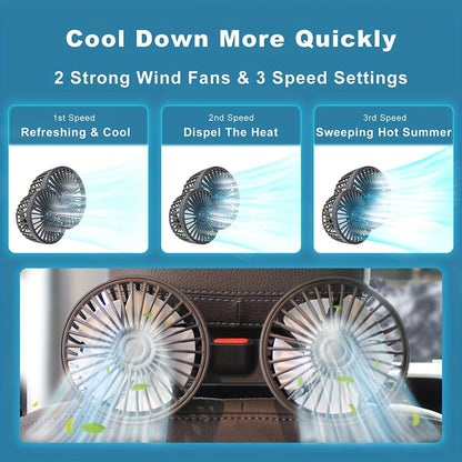 1 Stück Auto Lüfter, Auto Kleiner Klimaanlage, Doppelköpfiger Hecklüfter, Starker Wind, 360 Grad Drehung, Großes Luftvolumen, Subwoofer Betrieb, Basis Fixierclip Montagemethode, Geeignet Für Auto Zuhause | Brehn