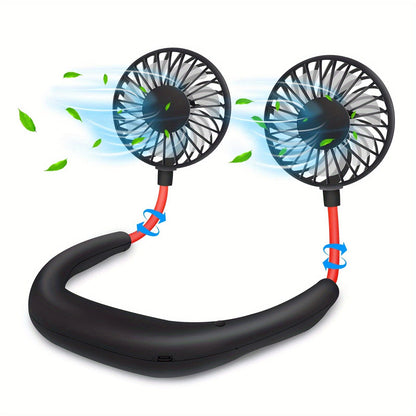 1pc USB wiederaufladbarer tragbarer Nackenventilator - Hands-free persönlicher Tragelüfter mit 360° verstellbaren 3-Geschwindigkeitsstufen für Reisen, Büro, Zuhause und Outdoor-Nutzung | Brehn